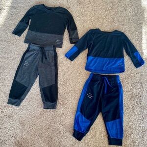 Kids Matching Athletic Sweat Outfit Set - Black and Blue